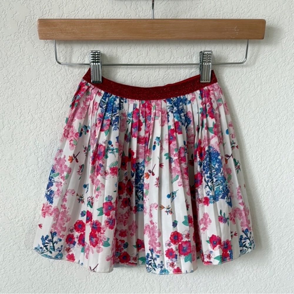 Zara • Pink and Blue Pleated Skater Mini Skirt